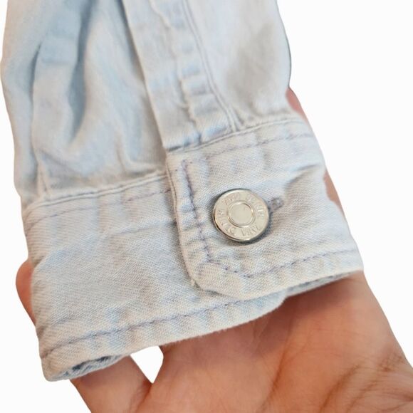 ZARA Dress Womens Extra Small Blue Ruffle Denim Mini Shirt Dress Blogger Fave - Picture 8 of 14